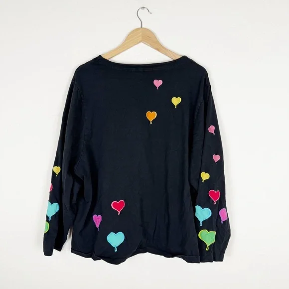Michael Simon Vintage Light Balloon Heart Embroidered Cardigan Y2K Rare - Picture 4 of 11